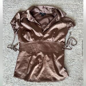 Vintage Brown Satin Women's Top